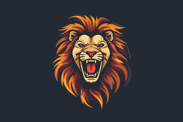 Illustration Lion Logo Face Vintage Colors