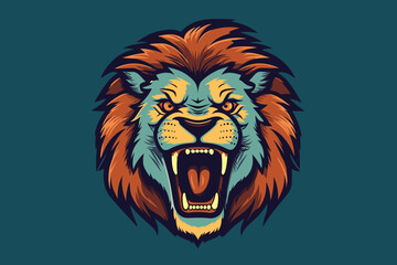 Illustration Lion Logo Face Vintage Colors