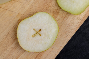 delicious pears washed and ready for cooking