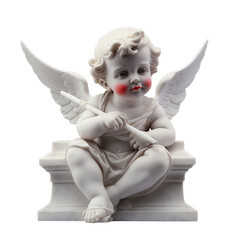 A cherubic baby angel statue perched on a majestic pedestal - obrazy, fototapety, plakaty