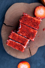 close up strawberry sweets and desserts, strawberry cake