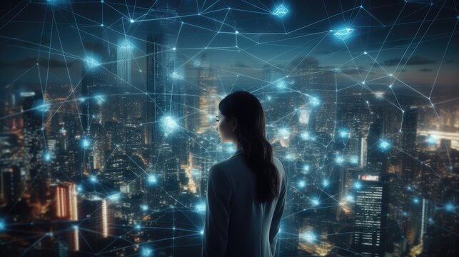 data streams and digital information connecting people and devices across the world, symbolizing the impact of AI on global communication and collaboration.