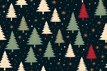 Obraz premium Graphic Christmas trees repeating seamless pattern