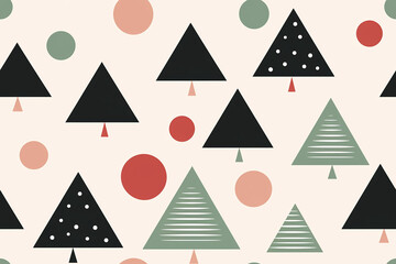 Graphic Christmas trees repeating seamless pattern