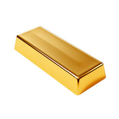 A shiny gold bar on a clean white background