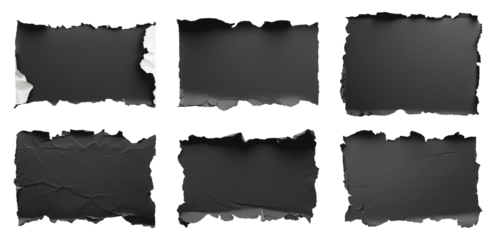 Black torn paper isolated on a transparent background. Black Friday mockup.
