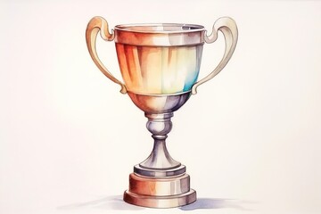 Watercolor trophy cup winner for champion's achievement clip art