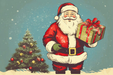 Retro Holiday Santa Claus Background