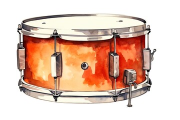 Fototapeta na wymiar Watercolor drum music instrument