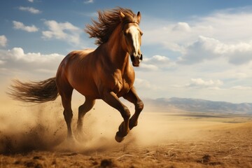 Capturing Freedom: Horse Running in Open Field - AI Generated