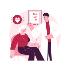 High blood pressure abstract concept vector illustration. Hypertension disease, blood pressure control, monitor, examination in hospital, tonometer, heart attack, arteria strain abstract metaphor.