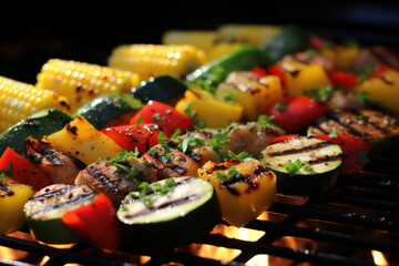 Skilled vegan cook showcasing creative legume-based grilling recipes, highlighting the versatility of legumes in vegan cuisine | ACTORS: Vegan Grill Master with Legumes | LOCATION TYPE: Vegan Kitchen