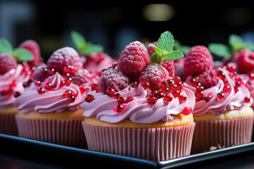 A platter filled with an assortment of bite-sized cupcakes, perfect for sampling a variety of flavors and satisfying sweet cravings | ACTORS: Bite-sized Cupcakes | LOCATION TYPE: Dessert Buffet | CAME