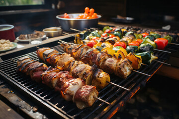 A barbecue party featuring a variety of grilled legumes like edamame, lima beans, and kidney beans, offering a unique twist to traditional barbecue fare | ACTORS: Barbecue Legume Party | LOCATION TYPE