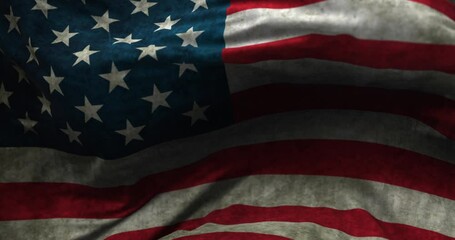 Epic USA flag waving on the wind, fullscreen looped footage, cycled background - Powered by Adobe