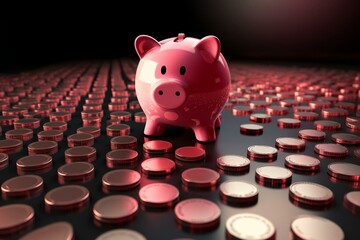 A 3D depiction of an empty piggy bank symbolizing insufficient funds for expenditure. Generative AI - obrazy, fototapety, plakaty