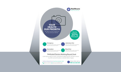 Healthcare cover, template design and flat icons for a report and medical brochure design, flyer, leaflets decoration for printing and presentation. vector illustration,Medical Flyer Layout with Coron