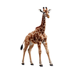 Fototapeta premium A cute little giraffe standing on a clean white surface