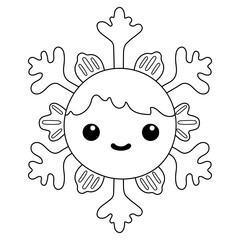 Snowflake coloring book on a white background. Outline vector illustration
