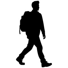 Fototapeta premium man walking alone silhouette illustration