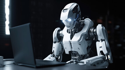 Robot artificial intelligence working on pc