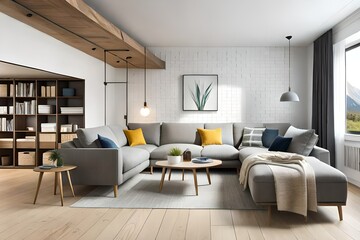 modern living room with table
