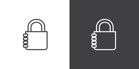 Combination lock icon. Securitty padlock vector icon. Locked  padlock symbol of device security. Privacy symbol vector stock illustration. - obrazy, fototapety, plakaty
