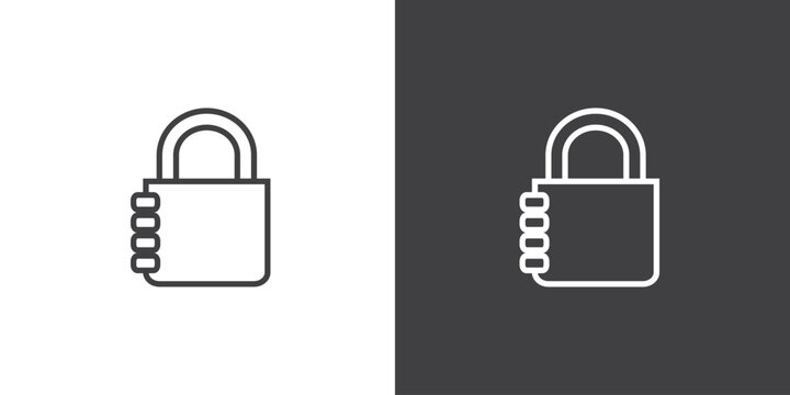 Combination lock icon. Securitty padlock vector icon. Locked  padlock symbol of device security. Privacy symbol vector stock illustration.