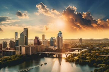 a picture showing the cityscape of Austin. Generative AI - obrazy, fototapety, plakaty