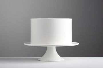 Simple white cake with glaze on a gray background.