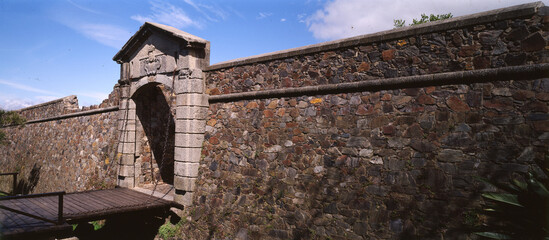Colonia del Sacramento Gate and Wall Field, in the colonial city of Colonia del Sacramento, in...