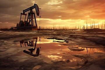 Potential environmental hazards associated with fracking. Generative AI - obrazy, fototapety, plakaty