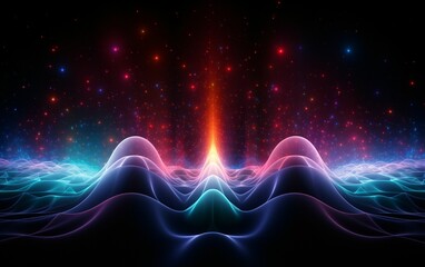 Vibrant Energy Waves in a Quantum Realm Visualization