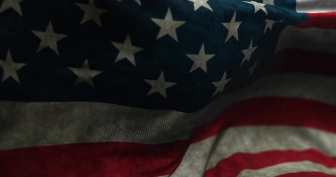 Epic slow motion USA flag waving on the wind, fullscreen looped footage, cycled background