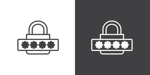 Lock Password Related Vector Line Icons icon. Securitty padlock Password Related vector icon. Locked padlock with code symbol of device security. Privacy symbol vector stock illustration.