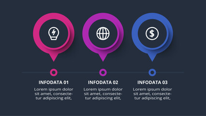Creative concept for infographic with 3 steps, options, parts or processes. Business data visualization.