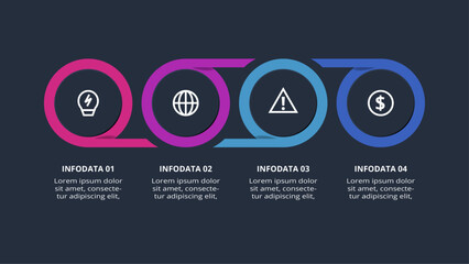 Creative concept for infographic with 4 steps, options, parts or processes. Business data visualization.
