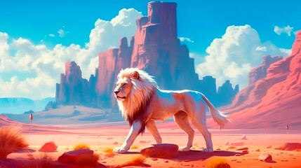 majestic lion in the desert