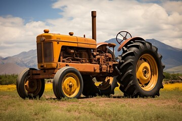 An isolated agriculture tractor. Generative AI