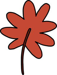 Retro Autumn groovy leaf cartoon illustration. Oak , maple leaves doodle element, png. Fall foliage 70s line art old animation style. Vintage comic avatar. Isolated - 647406717