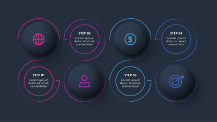 Creative concept for infographic with 4 steps, options, parts or processes. Business data visualization.