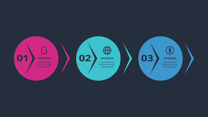 Creative concept for infographic with 3 steps, options, parts or processes. Business data visualization.