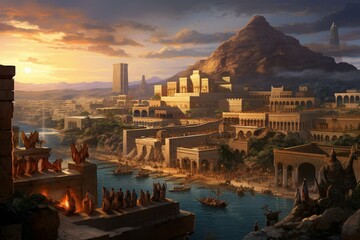 Ancient city ruled by native monarchs. Generative AI - obrazy, fototapety, plakaty