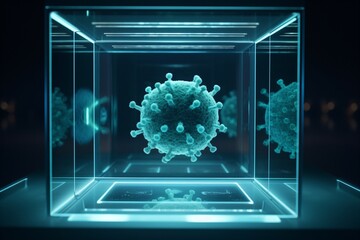 3d hologram projection of a virus molecule