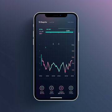 The phone screen displays various graphs that can display data and statistics in graph form to the user. Displaying graphs on your phone screen is a quick and convenient way.Generative AI illustration