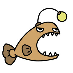 cute anglerfish transparent background vector illustration