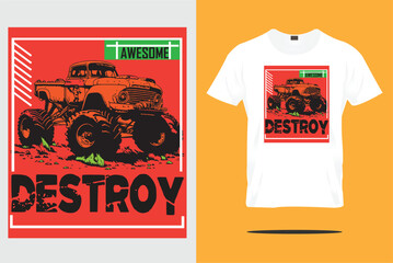 awesome destroy car t shirt design