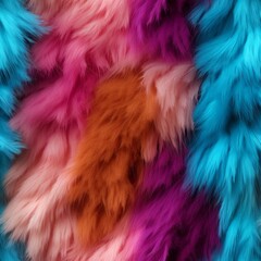 Colorful Fur Creative Abstract Photorealistic Texture. Screen Wallpaper. Digiral Art. Abstract Bright Surface Square Background. Ai Generated Vibrant Texture Pattern.