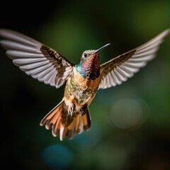 Obraz premium Beautiful hummingbird in flight - generative AI