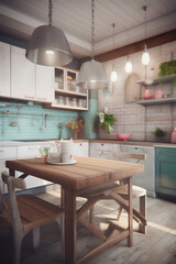 Classic style kitchen interior in a house.